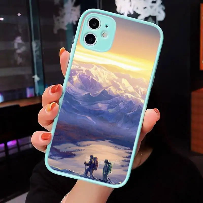 

Climbing Sports rock climbing Phone Case For iPhone 12 11 Mini Pro XR XS Max 7 8 Plus X Matte transparent blue Back Cover