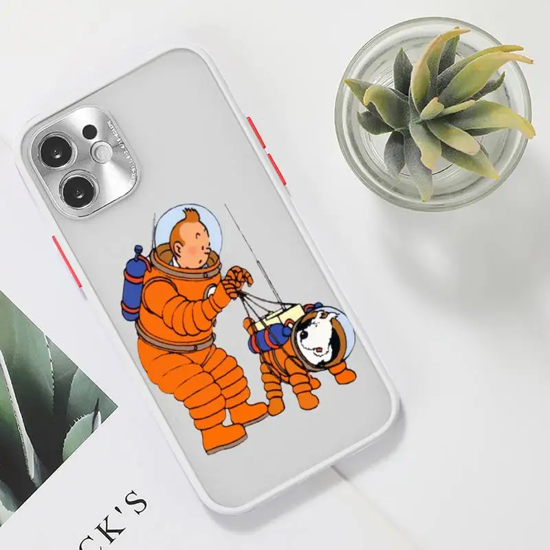 

The Adventures of Tintin Phone Case For iPhone 12 11 Mini Pro XR XS Max 7 8 Plus X Matte transparent White Cover