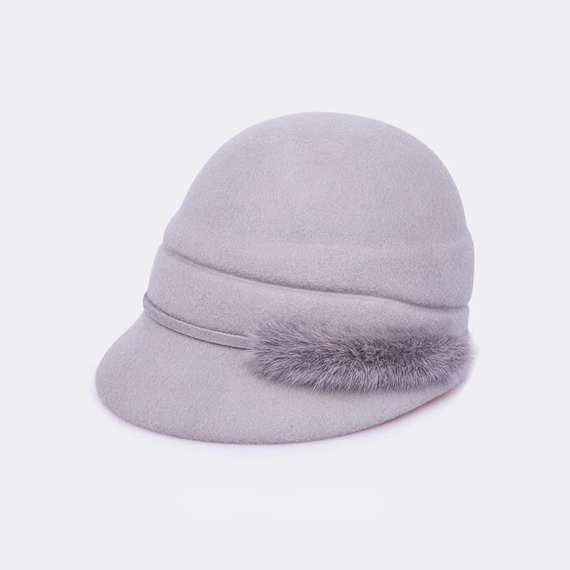 

2021 Winter Fashion 100% Australia Wool Equestrian Cap Lady Fashion Newsboy Hat Women Felt Fedora Cloche Hats