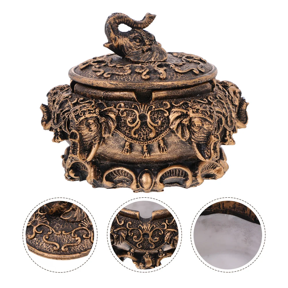 

1pc Desktop Lid Cigarette Butt Container Decorative Ashtray Home Adornment