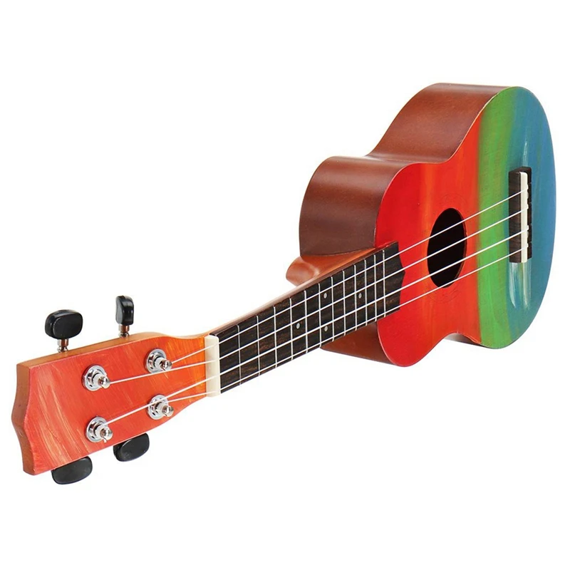 Укулеле с ручной росписью 21 дюйм черное сопрано 4 струны Uke Bass струнный