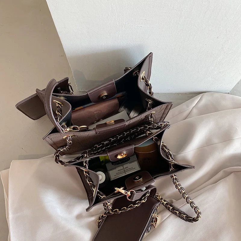 

Simple Ladies Shoulder Bag Buckle Mother and Child Bag 2021 Matte Surface Ladies Handbag PU Leather Matte Surface Stitching