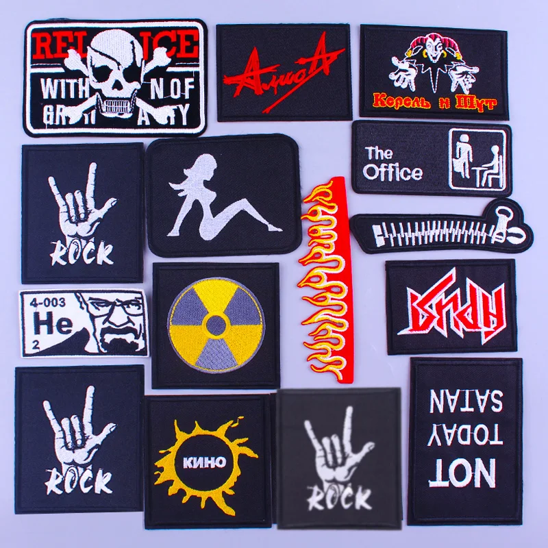 Pulaqi хиппи нашивка с черепом утюгом на рок Джокер вышитые нашивки для одежды
