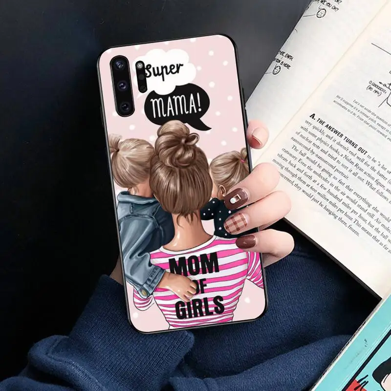 Чехол для телефона baby Mama Super Mom Girl черный чехол из ТПУ с корпусом Samsung Note 7 8 9 10 pro Galaxy