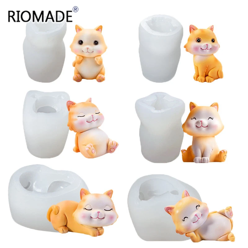 Фото Силиконовые формы для кошек, 6 видов, 3D котята, инструменты для украшения торта, мусс, форма для заливки шоколада, кондитерских изделий, свечи для ароматерапии, гипсовая форма №2