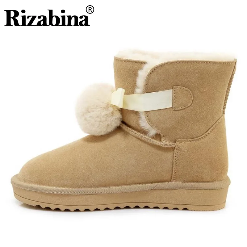 RIZABINA/женские теплые зимние ботинки Модная зимняя обувь на толстом меху Женские