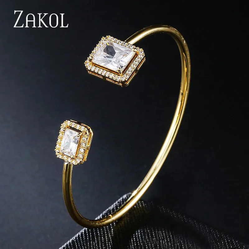 ZAKOL роскошные изысканные прямоугольные микро проложить CZ циркония Кристалл