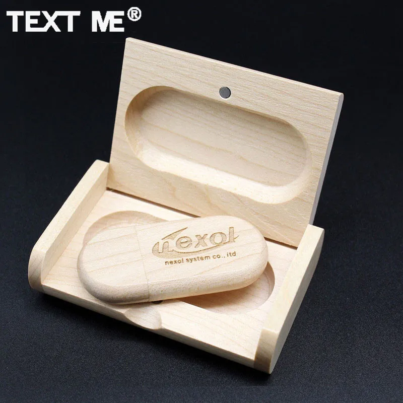 TEXT ME гравировка по дереву клен дерево + коробка логотип печать usb флэш-накопитель