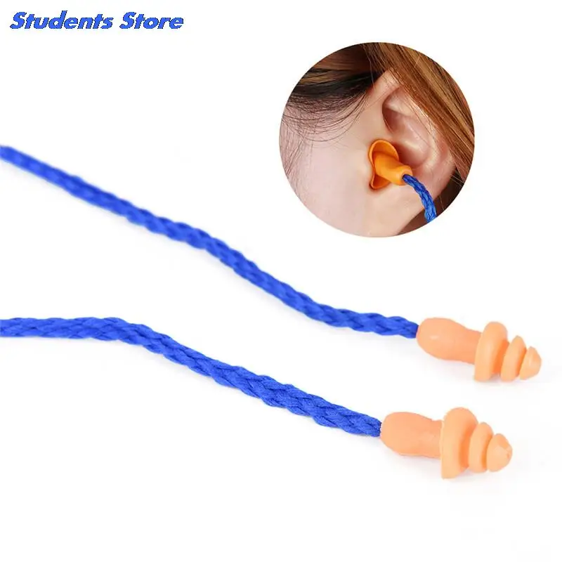 Ear care 10Pcs Soft Silicone Corded Plugs ears Protector Reusable Hearing Protection Noise Reduction Earplugs Earmuff |