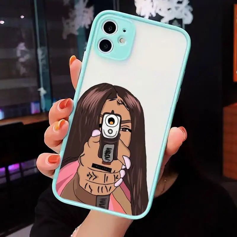 

Afro Girls Black Women Phone Cases Matte Transparent for iPhone 7 8 11 12 s mini pro X XS XR MAX Plus cover funda