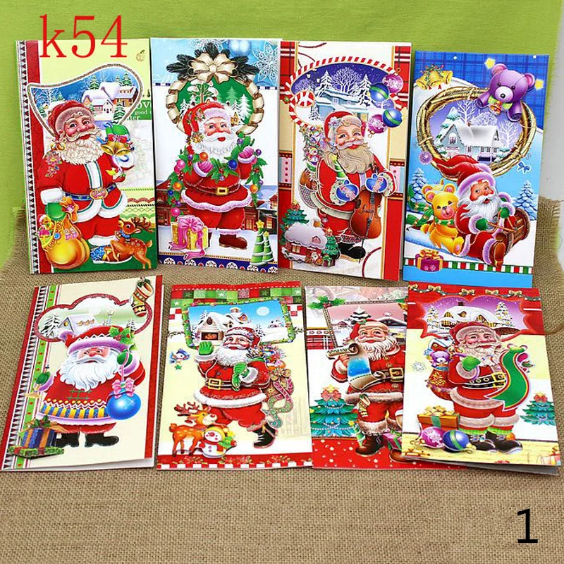 8 шт./компл. поздравительная открытка с Рождеством Санта Клаусом конвертом