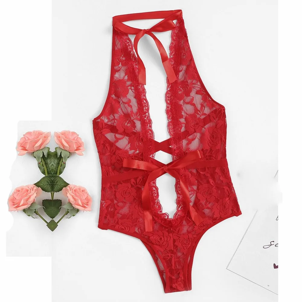 Размера плюс модное женское боди с цветочным кружевом сексуальное нижнее белье