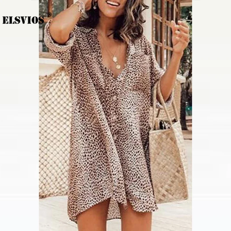 

ELSVIOS Autumn Fashion New Women Leopard Print Cardigan Blouse Casual Button Long Sleeves Vintage Shirts Sexy Elegant Party Tops