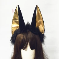 new handmade work game beast cattle ears hairhoop hairbands black headwear for cosplay costume accessories