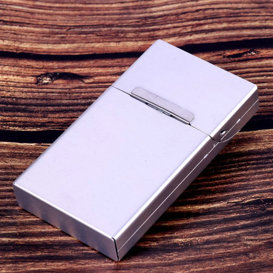 Ультра Тонкий Модный чехол для сигарет с металлическим ползуном алюминиевая