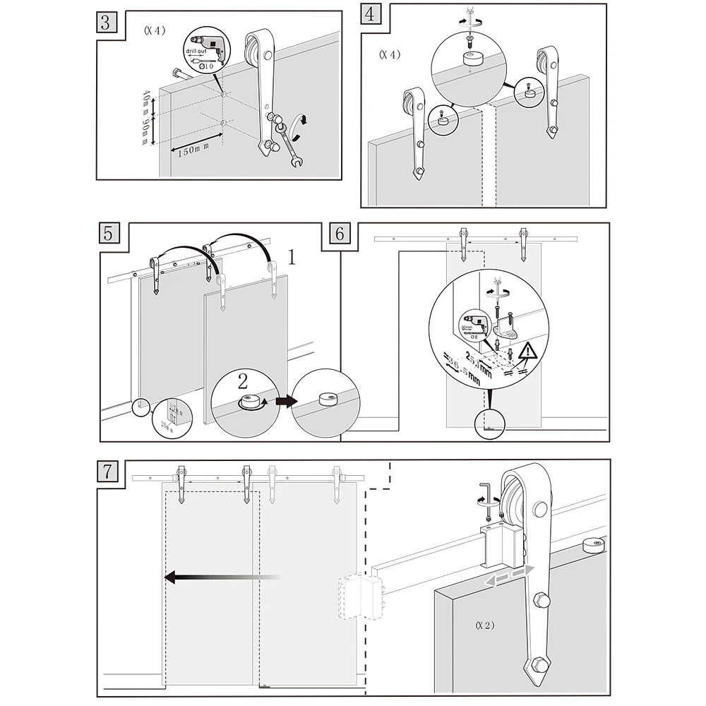 Комплект оборудования для раздвижной двери шкафа 6 футов | Обустройство дома