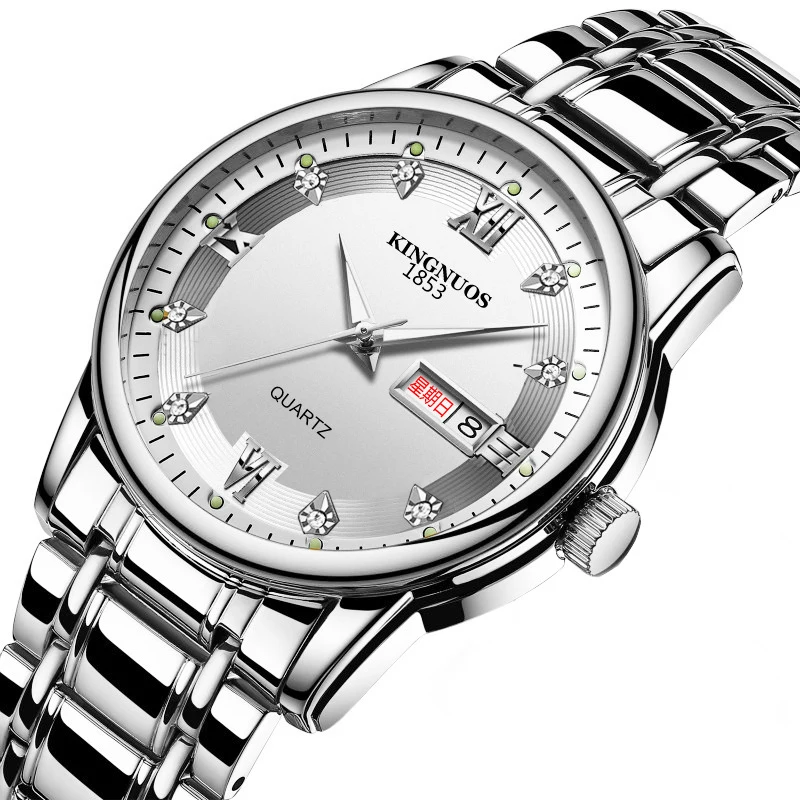 Роскошные мужские часы из вольфрамовой стали трендовые золотые с римскими