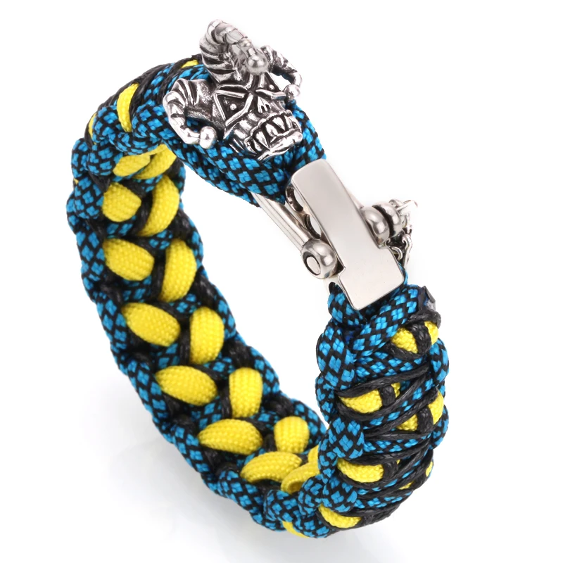 Мужской Плетеный веревочный браслет в стиле панк Паракорд с черепом Спарта для