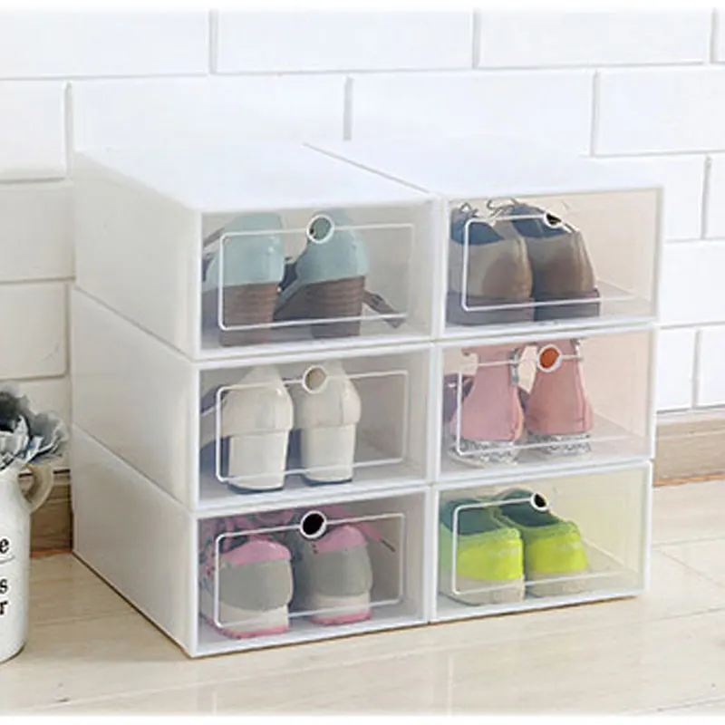 White Shoe Box 10 шт./компл. обувной шкаф коробка для обуви многофункциональная утолщенная и перевернутая коробка для приема обуви прозрачный шкаф для хранения ящиков - Цвет: White Shoe Box