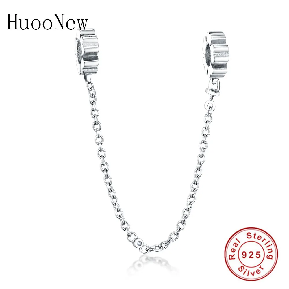 Коллекция весна 2018 с цветочными лепестками, безопасной цепочкой и бусинами для оригинального браслета с подвесками из стерлингового серебра 925.