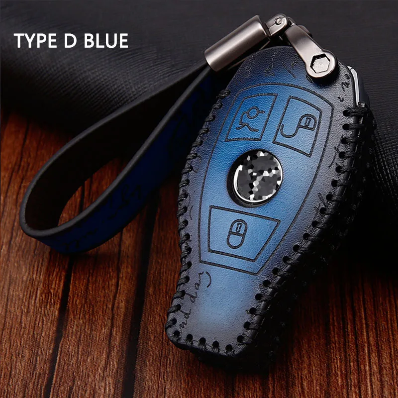 D blue set Чехол для ключей в стиле ретро для Mercedes Benz E200 E260 E300 E320 W203 W210 W211 W124 W202 W204 AMG - Название цвета: D blue set