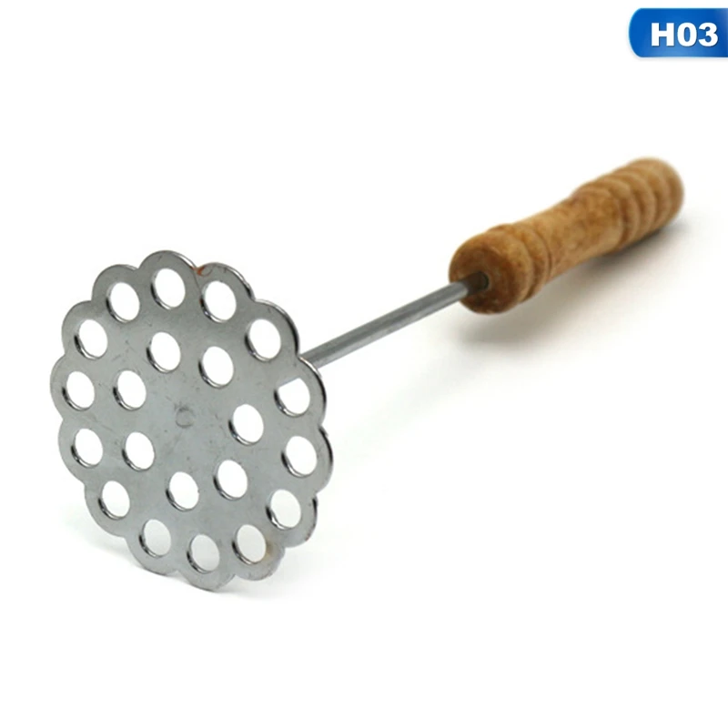 

A For Smooth Mashed Potatoes Fruit Vegetable Tools Press Crusher Potato Masher Stainless Steel Pusher With Broad Mashing Plate