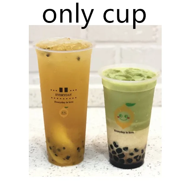 only cup 50 шт. высококачественный прозрачный сок холодный напиток чашка 500 мл 700 мл большой емкости одноразовые пластиковые стаканы с крышкой - Цвет: only cup