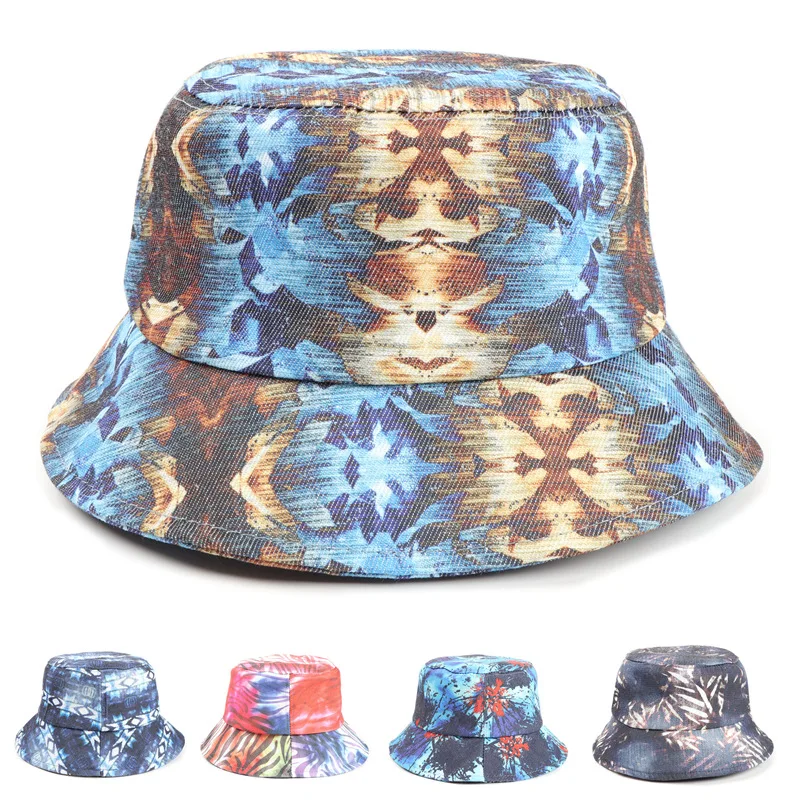 

2021 Four Seasons Cotton Print Bucket Hat Fisherman Hat Outdoor Travel Hat Sun Cap for Men and Women 333
