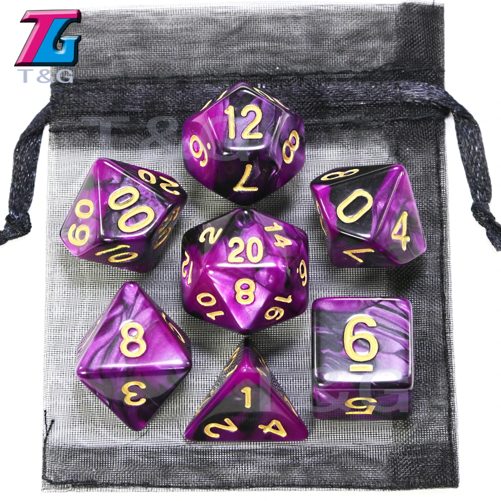 9 цветов микс игральные кости с мешком DND RPG портативные игрушки для взрослых детей пластиковые кубики специальный подарок подземелья драконы
