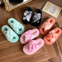 fur slippers slides for women furry slippers soft plush cross faux fur shoes indoor ladies platform sandalias open toe fluffy