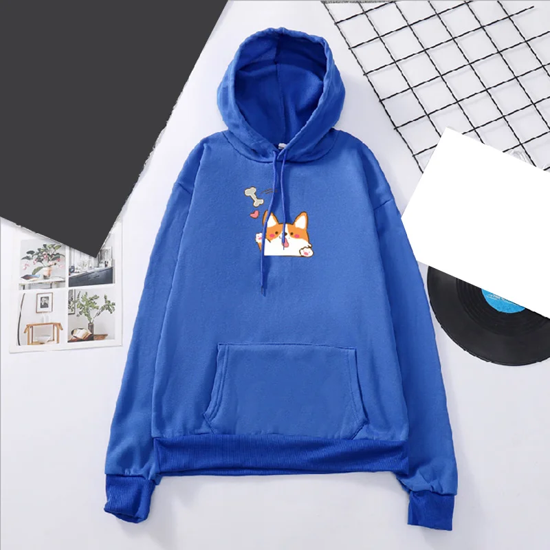 

Cartoon Print Drawstring Porket Women Hoodies Oversized Solid Ladies Sweatshirt 2020 Autumn Sweety Female Hooded Pullovers