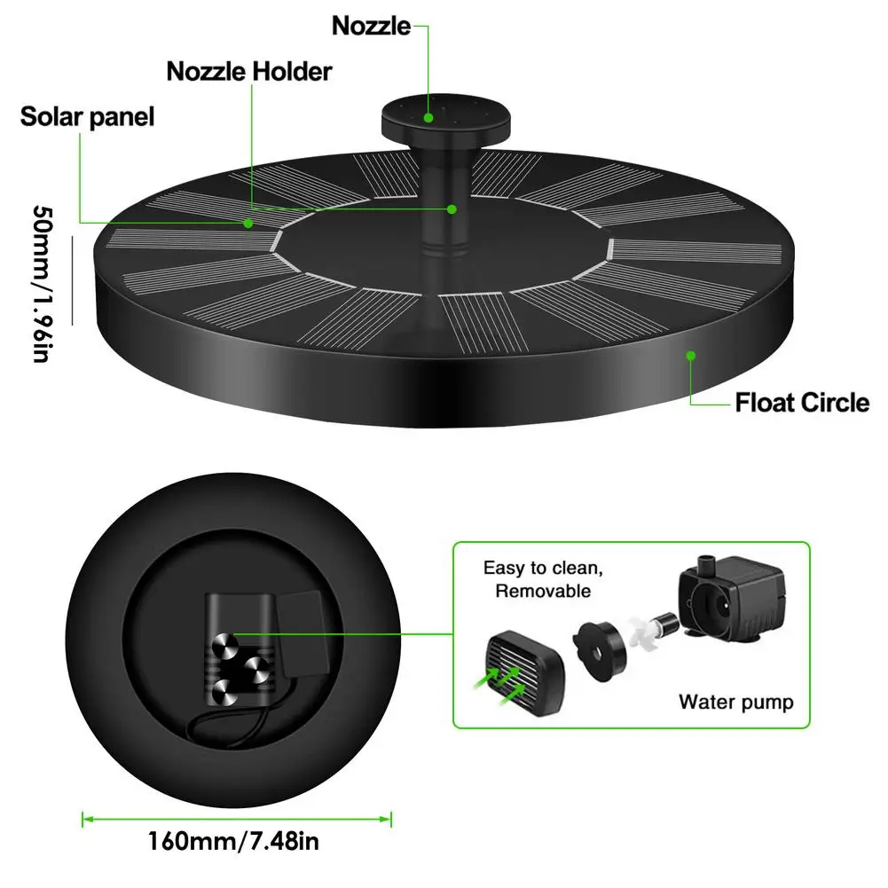 

Solar Fountain 1.4W Garden Solar Water Pump Solar Powered Water Pump Floating Fountain Pump Waterfall For Birdbaths Ponds
