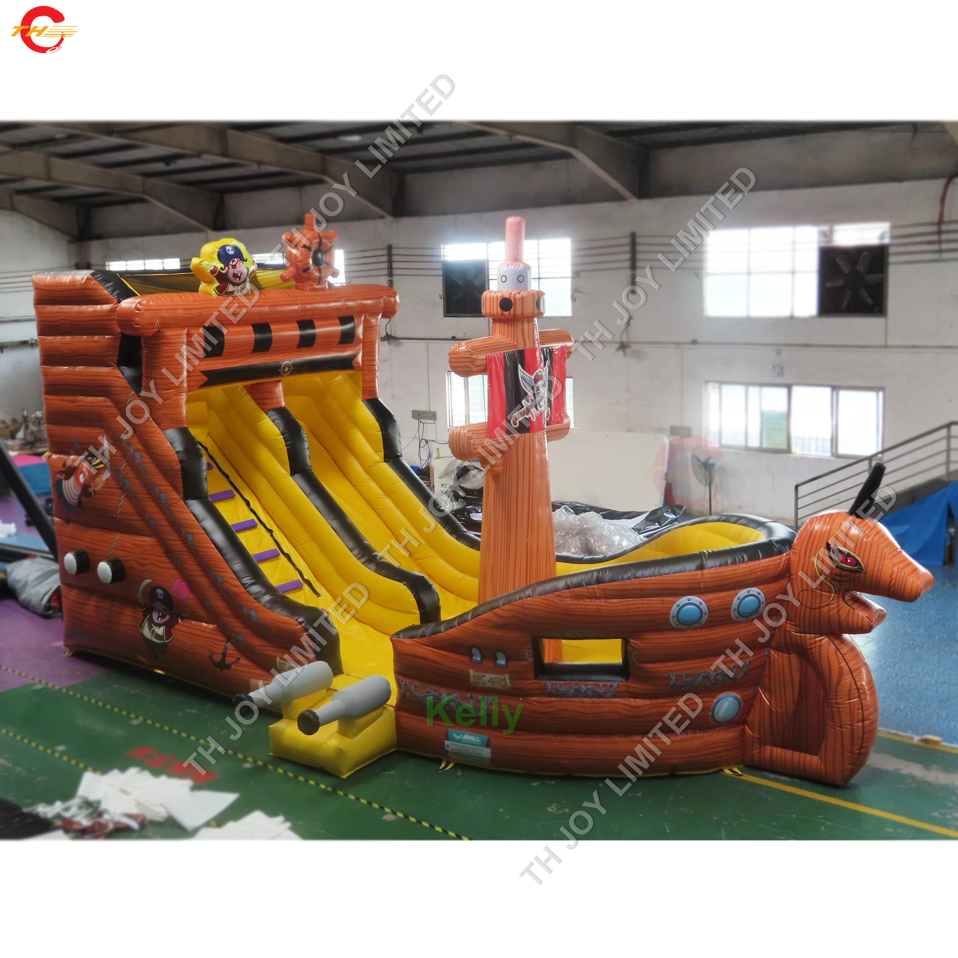 9x4x6mH гигантская длинная надувная горка для продажи Пиратская лодка большой