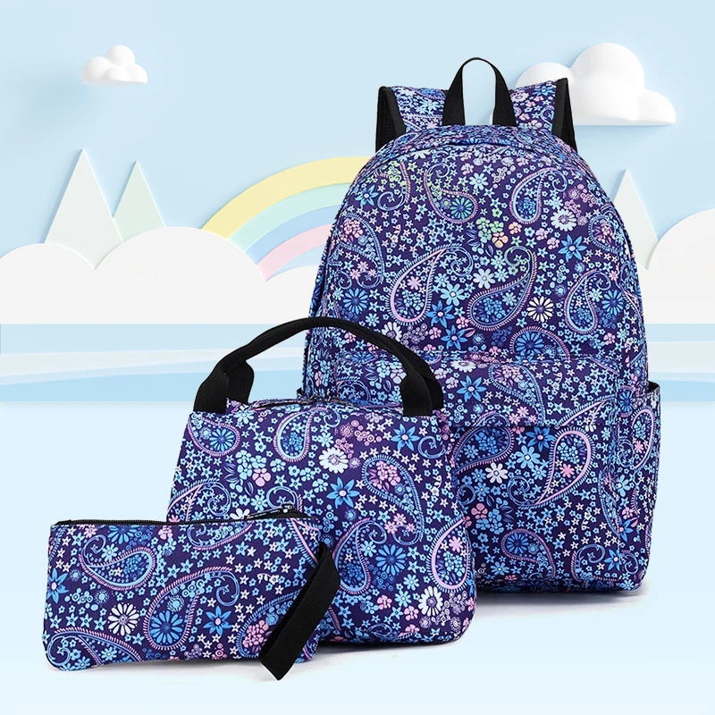 

Повседневный Рюкзак из ткани Оксфорд для девочек-подростков, комплект из 3 предметов, женская сумка с ручками, школьный портфель на молнии д...