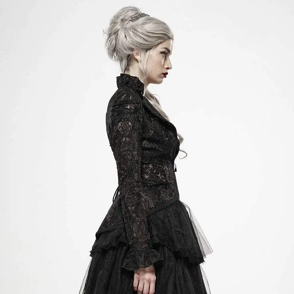 Панк Rave женские готические тонкие облегающие кружевные куртки с длинными