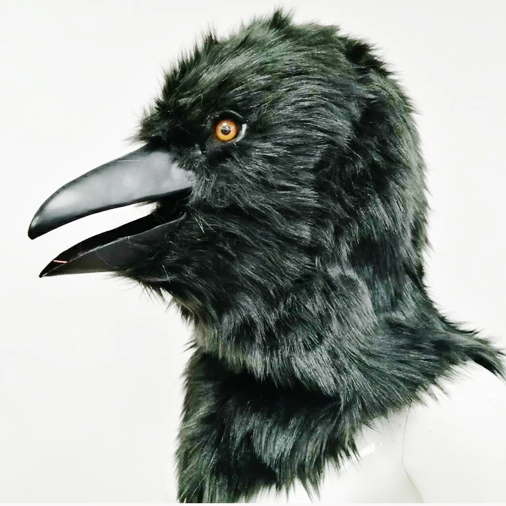【HuiTai 】 Halloween Masquerade and Party Horrible Adult Full Face Crow Moving mouth Animal Mask Realistic Head | Дом и сад