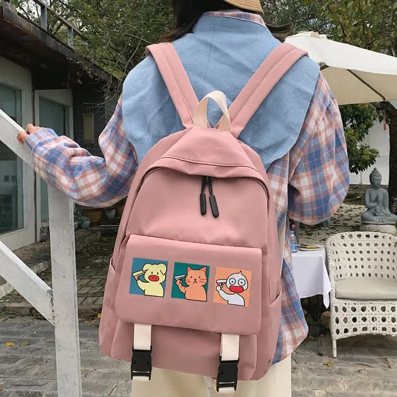 

Women Nylon Backpack Adjustable Large Capacity Daypack Travel Bookbag Teenagers Girls Cartoon Schoolbag