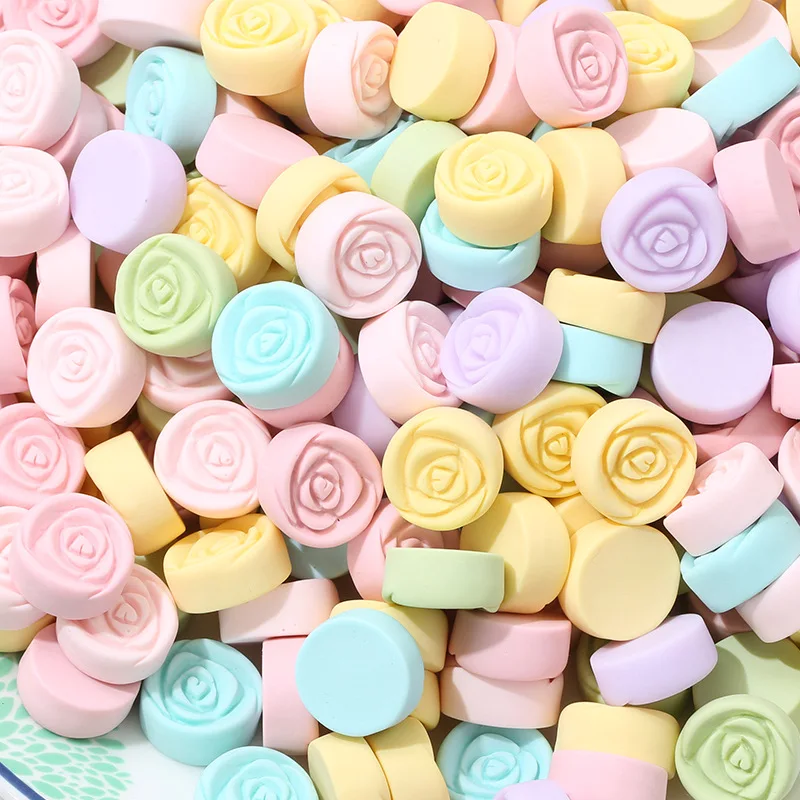 

20Pcs/lot Macaron Color Rose Flatback Resin Cabochon Scrapbooking Crafts Fit Phone Decoration DIY Hair Bows Center Accessories