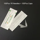Иглы PMU 1R 100 шт., иглы 1R для перманентного макияжа, татуажа бровей