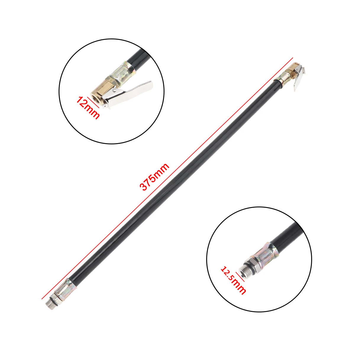 Универсальный шланг для накачивания шин из цинкового сплава 8 мм 37 см аксессуар