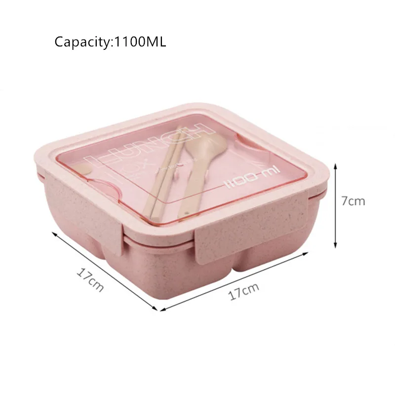 1100 мл пшеничной соломы Коробки для обедов уплотнительная лента ложка палочки