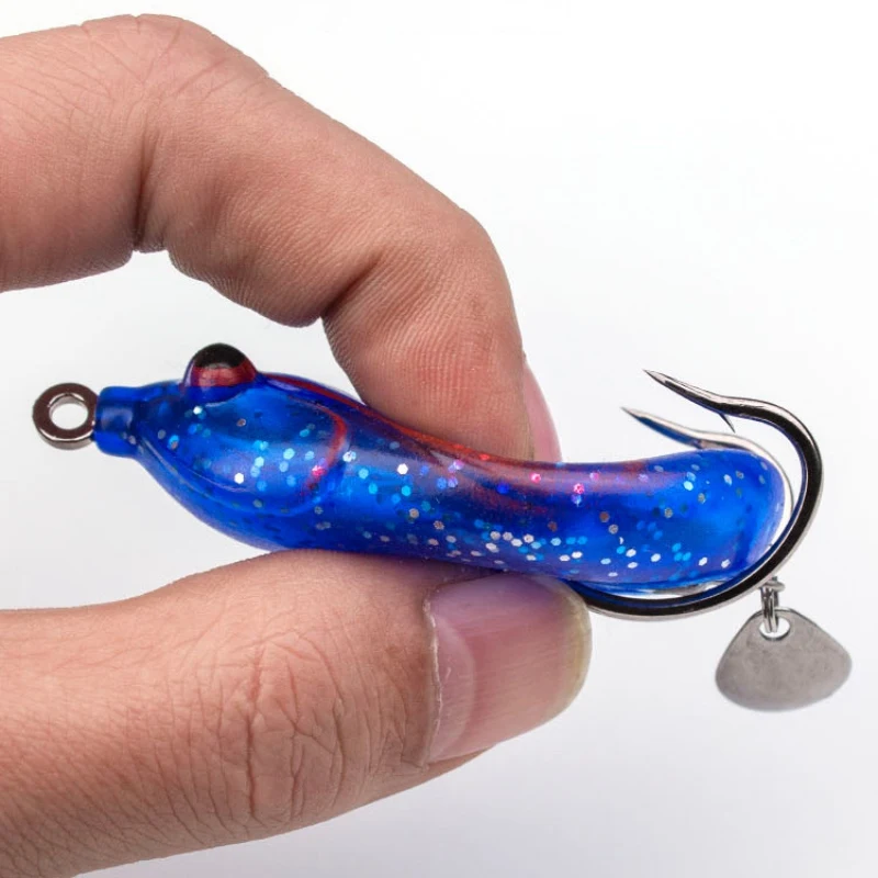 5.5cm 10g Topwater Soft Frogs Fishing Lure Whopper Plopper Artificial Bait Sequin With Double Treble Hooks Pike Tackle | Спорт и