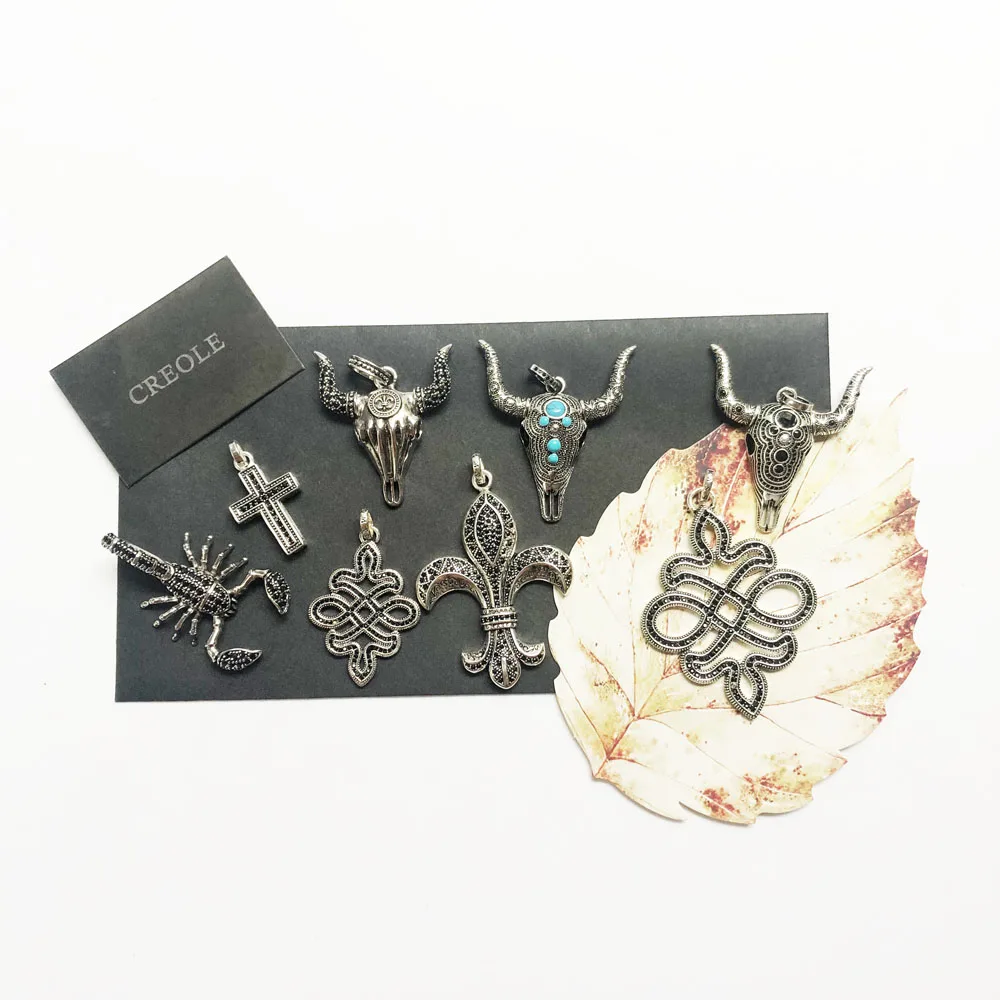 Крест Скорпион узел бык Флер-де-Лис ожерелье кулон 2019 Лето Rebel Street Модные