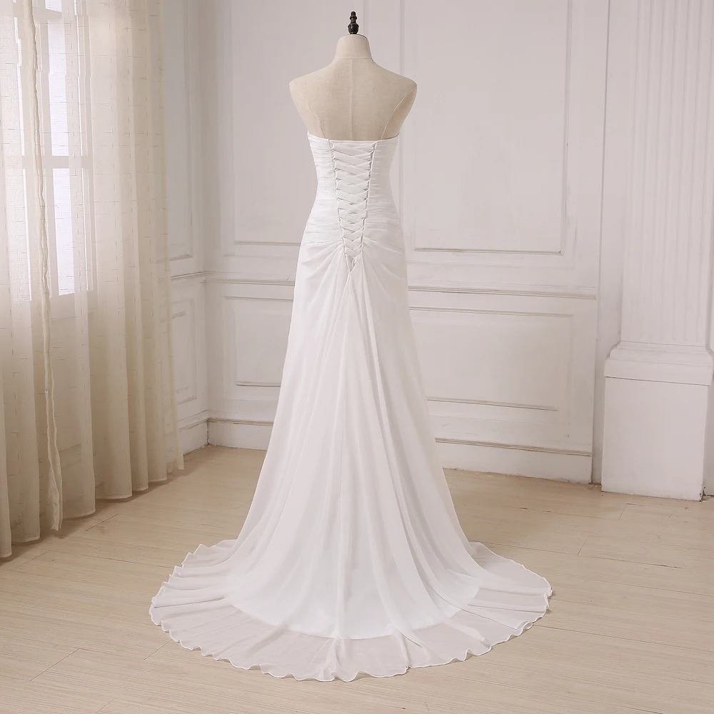 Jiayigong Real White/ Ivory Chiffon Beach Wedding Dresses Vestido De Noiva Sweetheart Sleeveless Bridal Gowns Plus Size | Свадьбы и