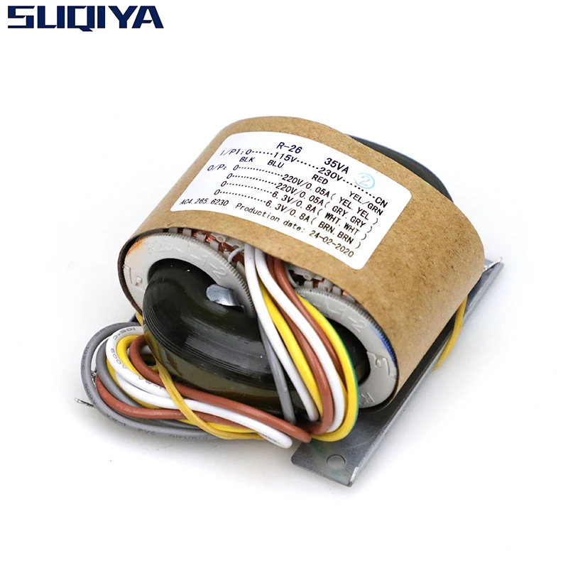 SUQIYA-R-26 OFC 35VA dual 220V0.05A dual 6.3V0.8A 35W, transformador Tipo R compatible con entrada de 115V y 230V