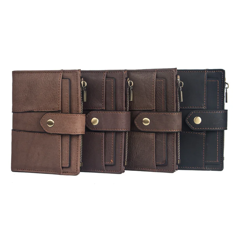 Кожаный кошелек Модный женский с рчид короткий на молнии пряжкой сумка для