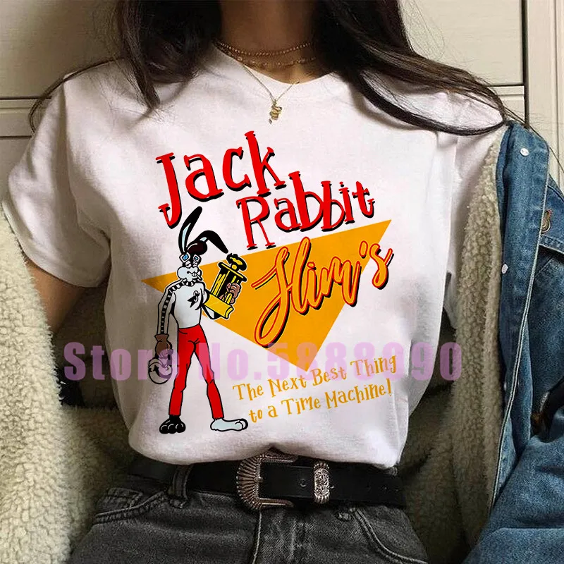 

Cool Jack Rabbit Slims t shirt women Harajuku Ullzang 90s Movie Quentin Tarantino Vector Top Rabbit Graphic T-shirt