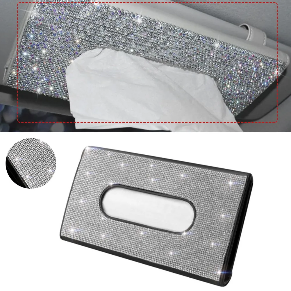 

1 Pcs 23*13*3cm Crystal Car Tissue Box Towel Sets Car Sun Visor Tissue Box Holder Storage Car Sun Visor Tissue Hold