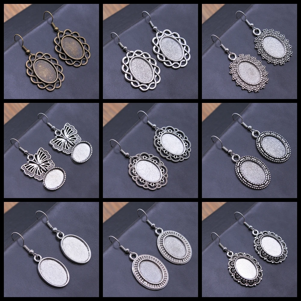 

Fit 13x18mm Cabochons Oval Blank Setting Bezel Blank Cabochon Earring Base For DIY Earring Making