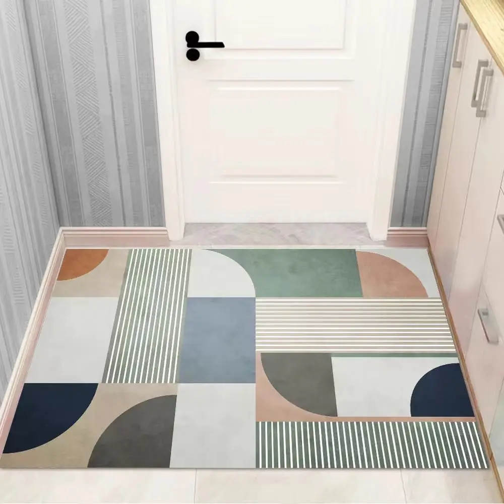 Home Door Mat Modern Geometric Rug Living Room Decorative Carpet Bedroom Non-Slip Floor Mat Bedroom Absorbent Carpet Area Rug